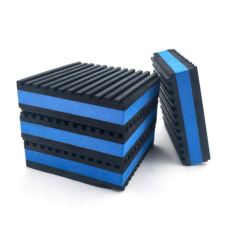 LBG Products وسادات مطاطية مضادة للاهتزاز من LBG، 4" × 4" × 7/8" وسادة EVA زرقاء ثقيلة للهواء المكثف، الضواغط، HVAC، أجهزة المشي وغيرها (عبوة 4)  - Image 1